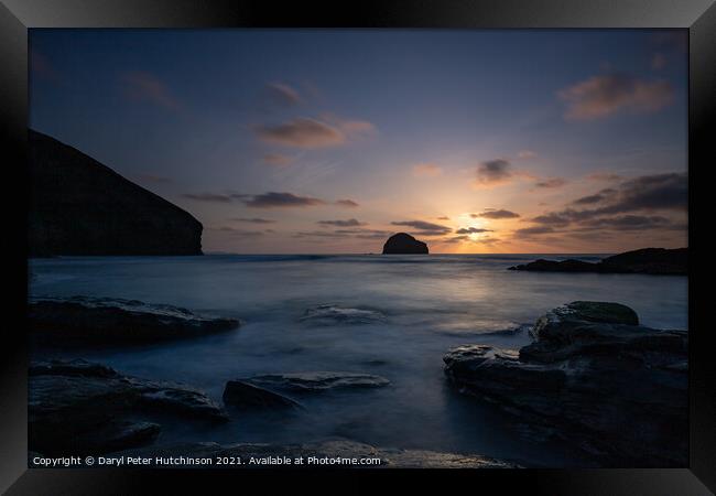 Sunset at Trebarwith Strand Framed Print by Daryl Peter Hutchinson