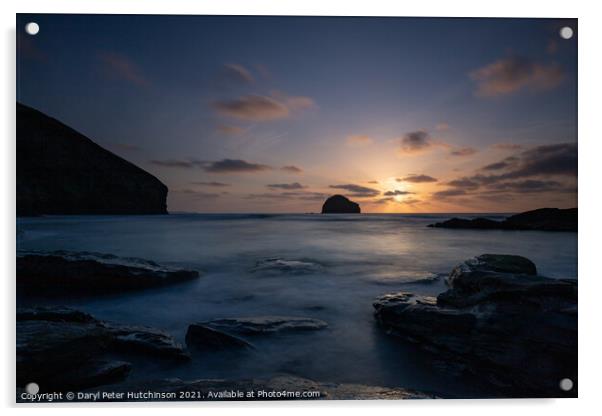 Sunset at Trebarwith Strand Acrylic by Daryl Peter Hutchinson