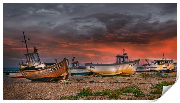 Our Kathleen and Three Sisters Fishing Boats Dunge Print by Dave Williams