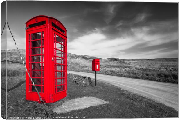 Red Telephone Box and Post Box Colour Pop Canvas Print by Heidi Stewart