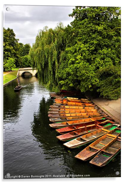 Punting On The Cam, Cambridge. Acrylic by Darren Burroughs