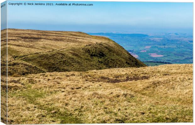 The view from Y Das in the Black Mountains  Canvas Print by Nick Jenkins
