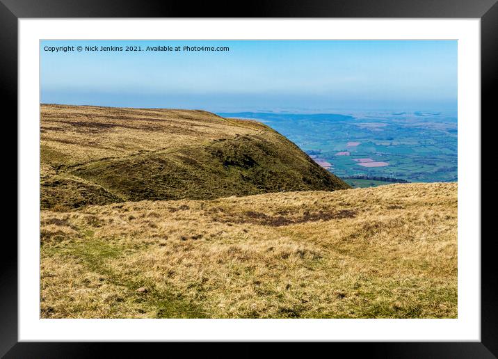 The view from Y Das in the Black Mountains  Framed Mounted Print by Nick Jenkins
