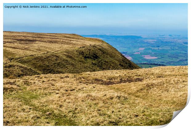 The view from Y Das in the Black Mountains  Print by Nick Jenkins