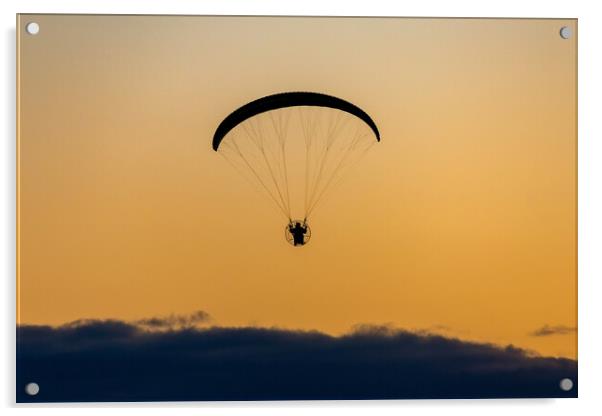 Paramotor Sunset Acrylic by Roger Green