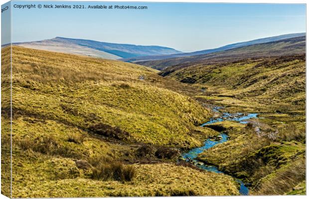 The source of the River Grwyne Black Mountains Wal Canvas Print by Nick Jenkins