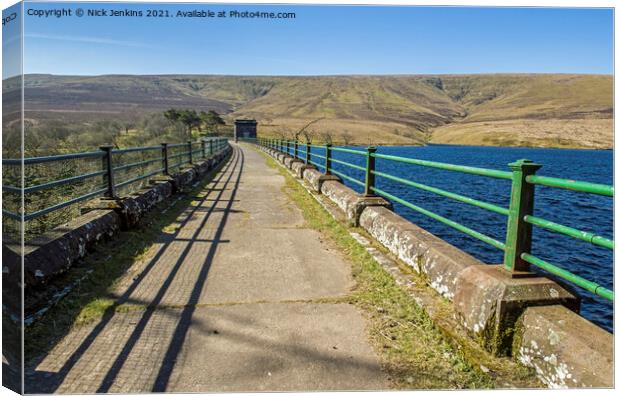 Top of the Grwyne Reservoir Dam Black Mountains  Canvas Print by Nick Jenkins