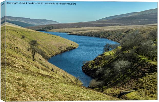 The now disused Grwyne Fawr Reservoir hidden in th Canvas Print by Nick Jenkins