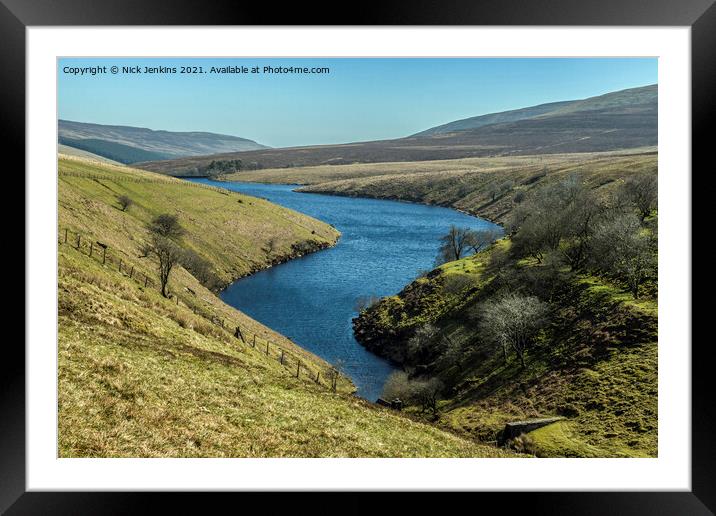 The now disused Grwyne Fawr Reservoir hidden in th Framed Mounted Print by Nick Jenkins
