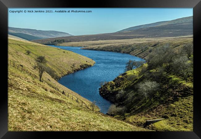 The now disused Grwyne Fawr Reservoir hidden in th Framed Print by Nick Jenkins