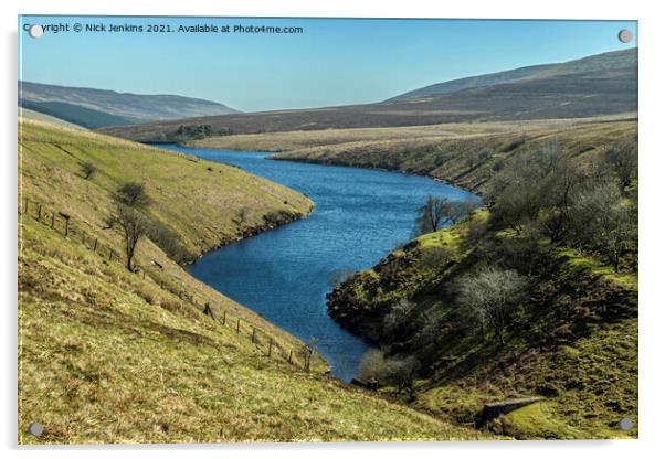 The now disused Grwyne Fawr Reservoir hidden in th Acrylic by Nick Jenkins