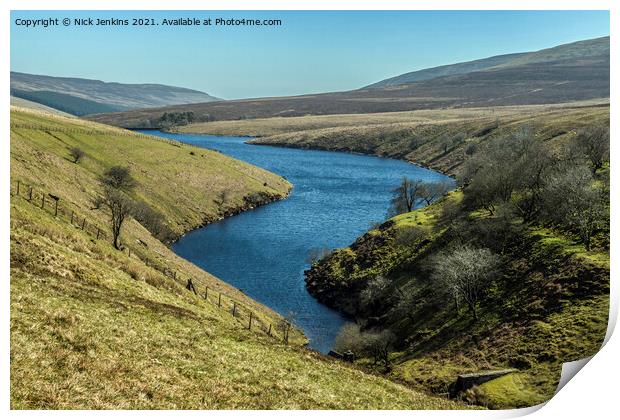 The now disused Grwyne Fawr Reservoir hidden in th Print by Nick Jenkins