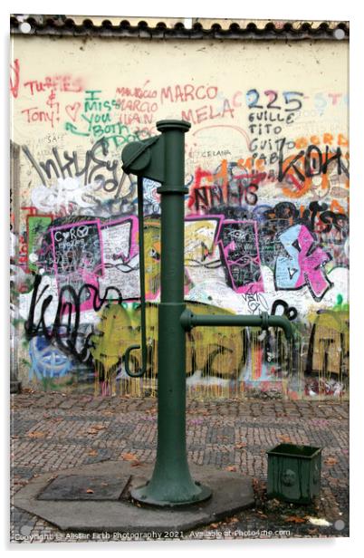 Lennon Peace Wall & Water Pump Acrylic by Alister Firth Photography