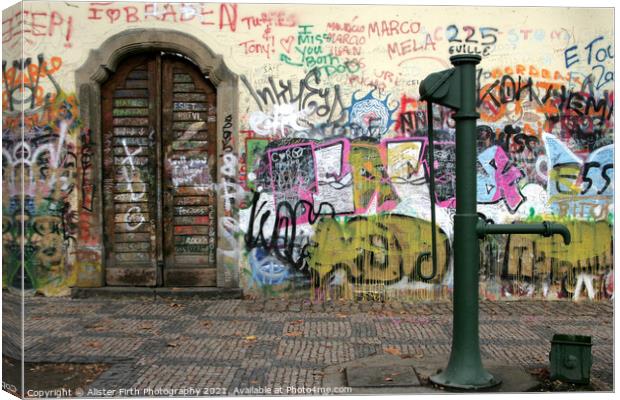 Others Lennon Peace Wall & Water Pump Canvas Print by Alister Firth Photography