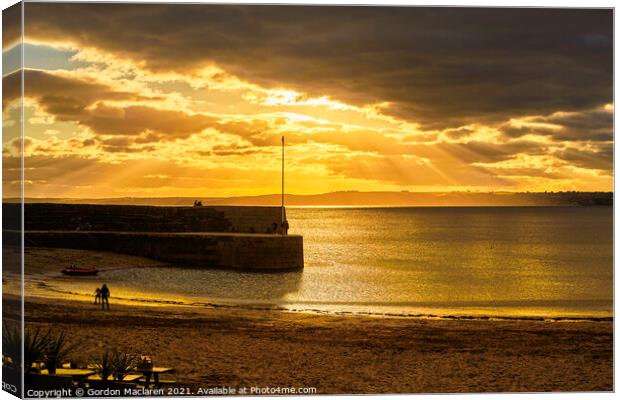 The Sun sets over St Austell Bay, Cornwall  Canvas Print by Gordon Maclaren