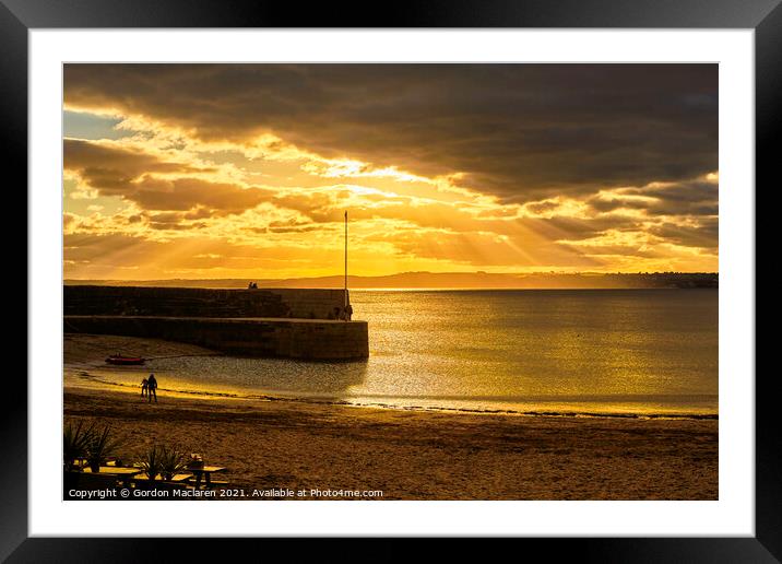 The Sun sets over St Austell Bay, Cornwall  Framed Mounted Print by Gordon Maclaren
