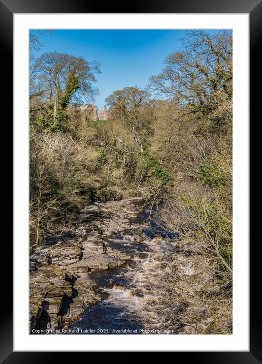 Egglestone Abbey and River Tees from Abbey Bridge, Teesdale Framed Mounted Print by Richard Laidler