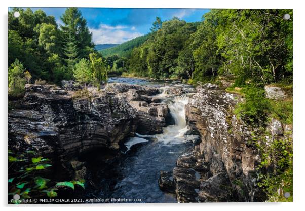 Invermoriston waterfall Inverness Scotland 459  Acrylic by PHILIP CHALK