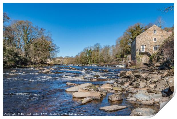 The River Tees and Demesnes Mill, Barnard Castle,  Print by Richard Laidler