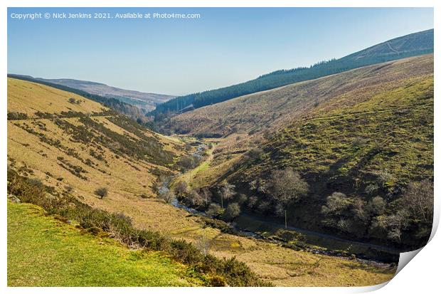 The Upper Grwyne Fawr Valley Black Mountains  Print by Nick Jenkins