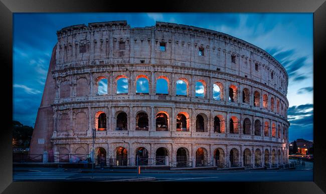 Colosseum at Night Framed Print by John Frid