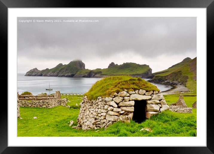 A view of Hirta Bay, St. Kilda, Outer Hebrides Framed Mounted Print by Navin Mistry