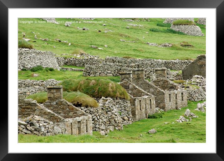 The ruins of the Main Street, Hirta, St. Kilda, Ou Framed Mounted Print by Navin Mistry