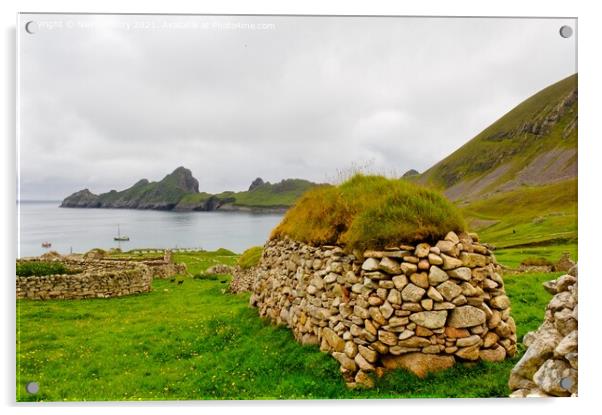 A view of Hirta Bay, St. Kilda, Outer Hebrides  Acrylic by Navin Mistry