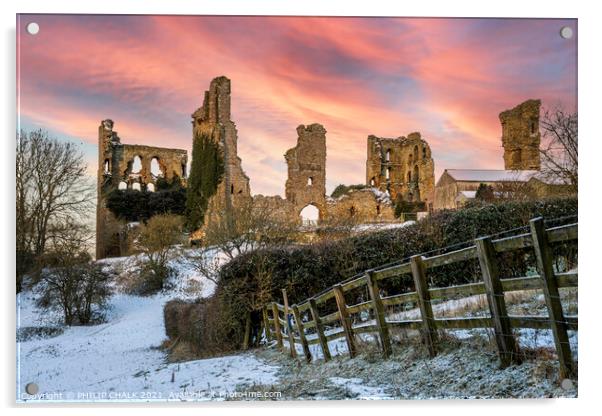 Castle ruins at Sherriff Hutton near York 460 Acrylic by PHILIP CHALK
