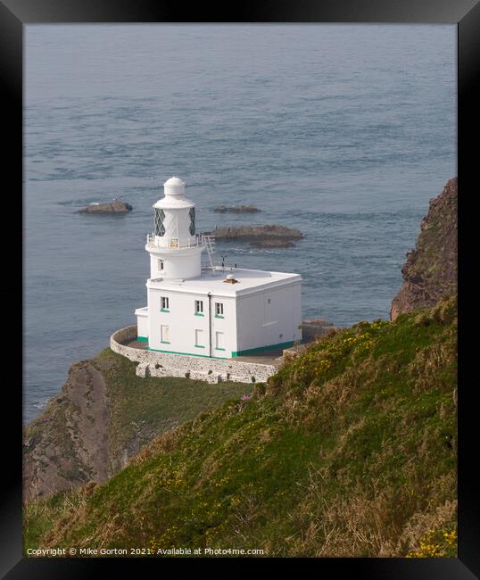 Hartland Point Lighthouse North Devon Framed Print by Mike Gorton