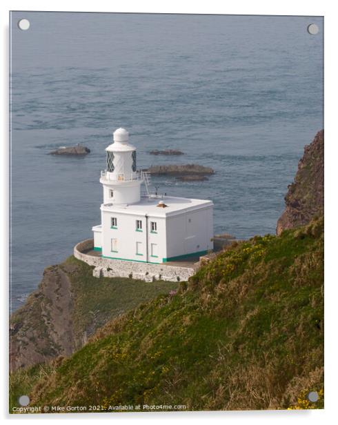 Hartland Point Lighthouse North Devon Acrylic by Mike Gorton