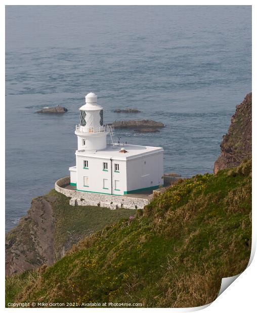 Hartland Point Lighthouse North Devon Print by Mike Gorton