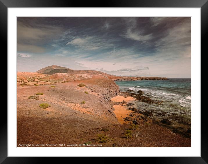 Deserted Beach, Playa Caleta del Congrio, Papagayo Framed Mounted Print by Michael Shannon