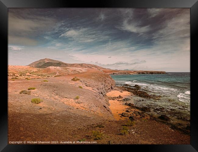 Deserted Beach, Playa Caleta del Congrio, Papagayo Framed Print by Michael Shannon