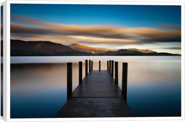 Ashness jetty sunrise on Derwent water Keswick in the lake district 461  Canvas Print by PHILIP CHALK