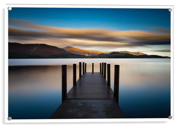 Ashness jetty sunrise on Derwent water Keswick in the lake district 461  Acrylic by PHILIP CHALK