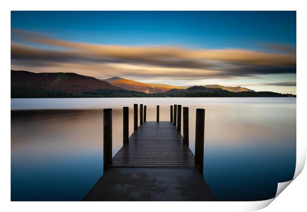 Ashness jetty sunrise on Derwent water Keswick in the lake district 461  Print by PHILIP CHALK