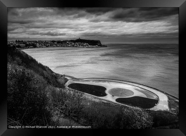 Black and White picture of Scarborough South Bay Framed Print by Michael Shannon