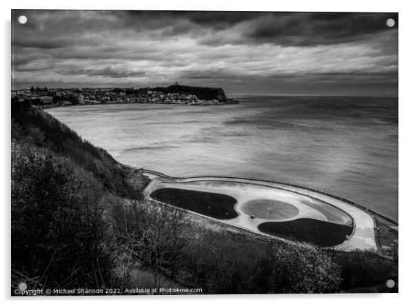Black and White picture of Scarborough South Bay Acrylic by Michael Shannon