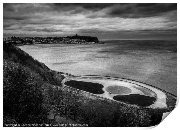 Black and White picture of Scarborough South Bay Print by Michael Shannon