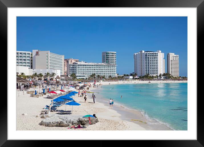 Beach at Cancun in Quintana Roo, Yucatan, Mexico Framed Mounted Print by Arterra 