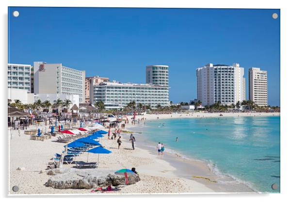 Beach at Cancun in Quintana Roo, Yucatan, Mexico Acrylic by Arterra 