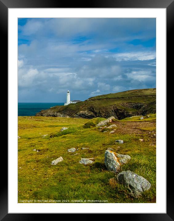 Trevose Head Lighthouse in Cornwall Framed Mounted Print by Michael Shannon