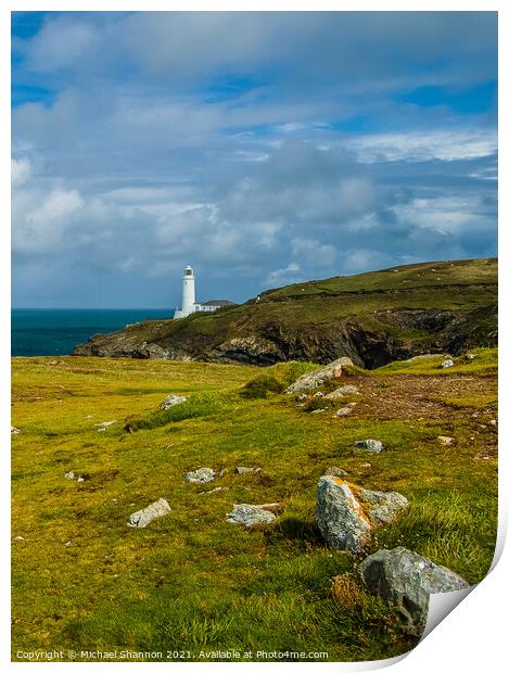 Trevose Head Lighthouse in Cornwall Print by Michael Shannon