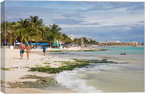 Beach at Playa Del Carmen, Riviera Maya, Yucatan, Mexico Canvas Print by Arterra 