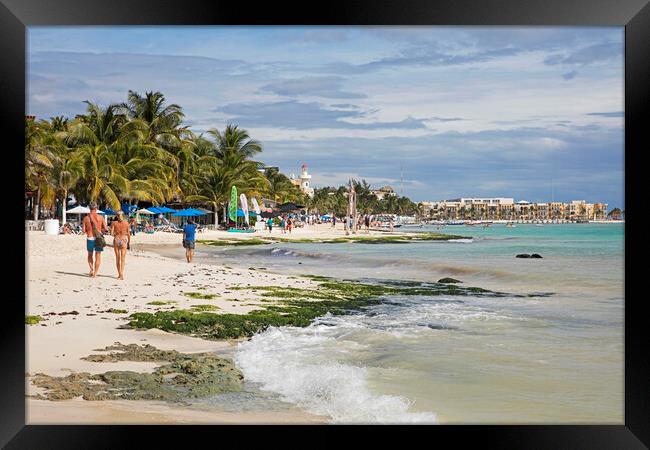Beach at Playa Del Carmen, Riviera Maya, Yucatan, Mexico Framed Print by Arterra 