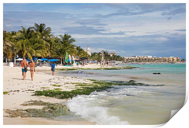 Beach at Playa Del Carmen, Riviera Maya, Yucatan, Mexico Print by Arterra 