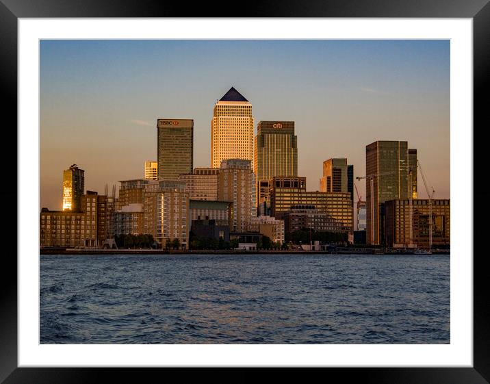 Canary Wharf Sundown Framed Mounted Print by Clive Eariss