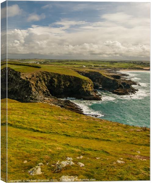 The view south from Trevose Head in Cornwall Canvas Print by Michael Shannon