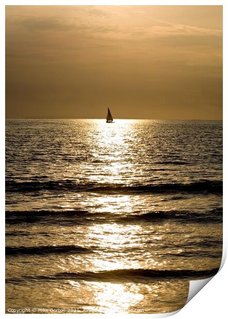 Sailing into a golden sunset Print by Mike Gorton
